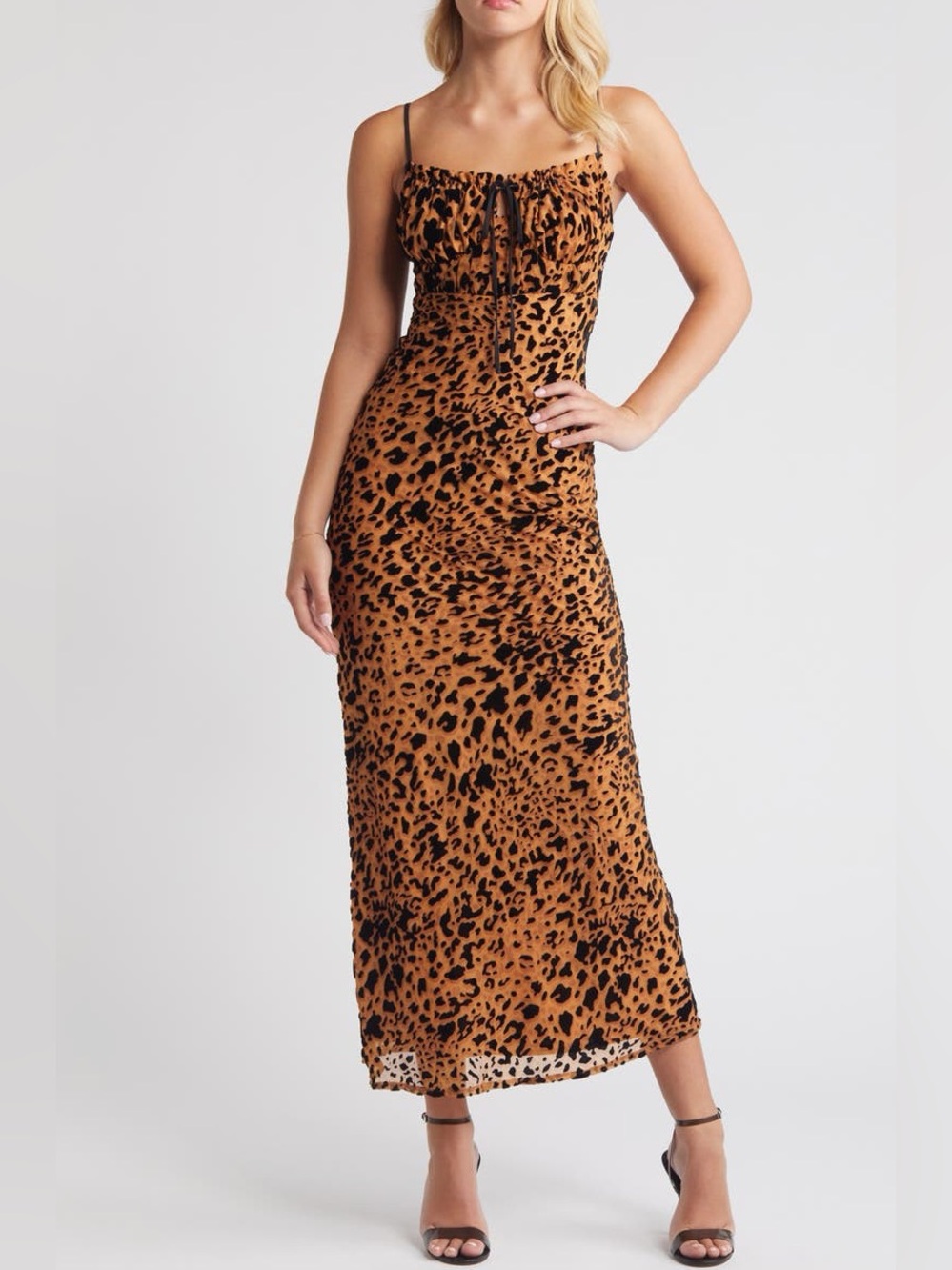 NWT Rare London Animal Devore Leopard Print Maxi Dress Size XS Regular